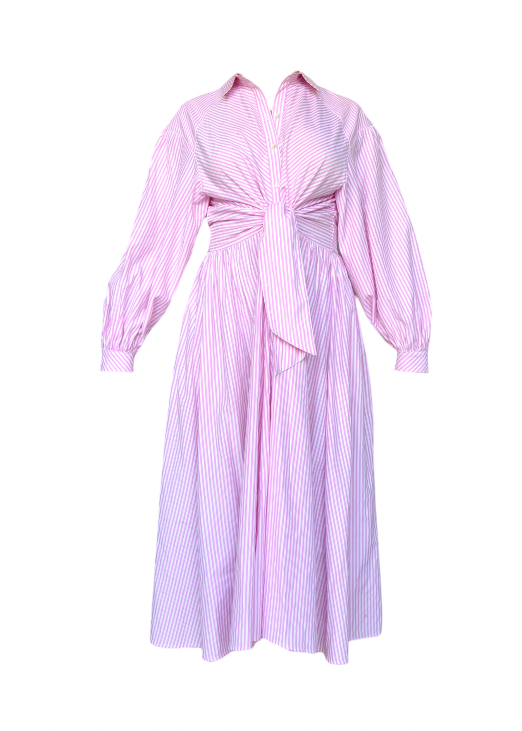 Adèle Afrida Midi Shirt Dress Pink and white stripes