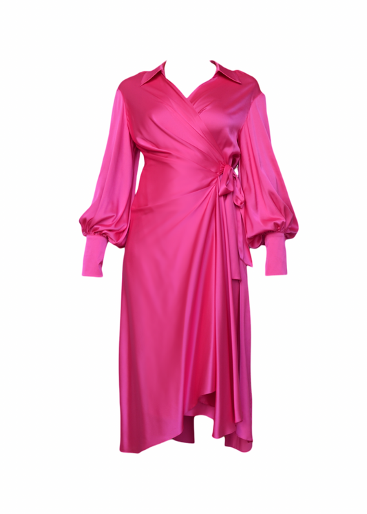 Myra Wrap Dress Fuchsia