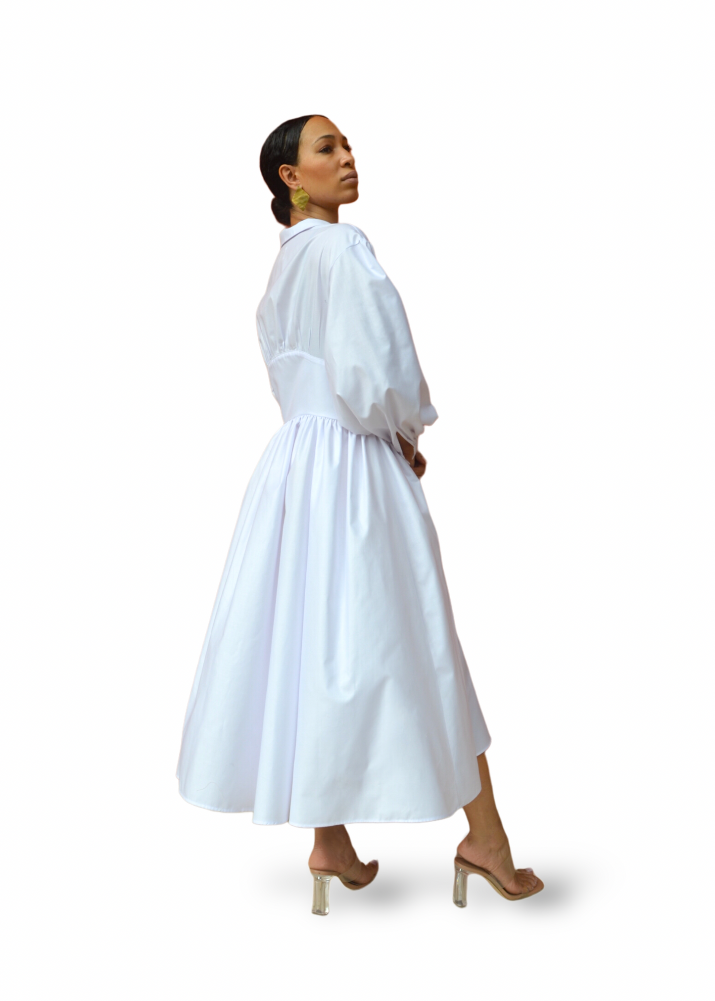 Adèle White Shirt Dress Afrida