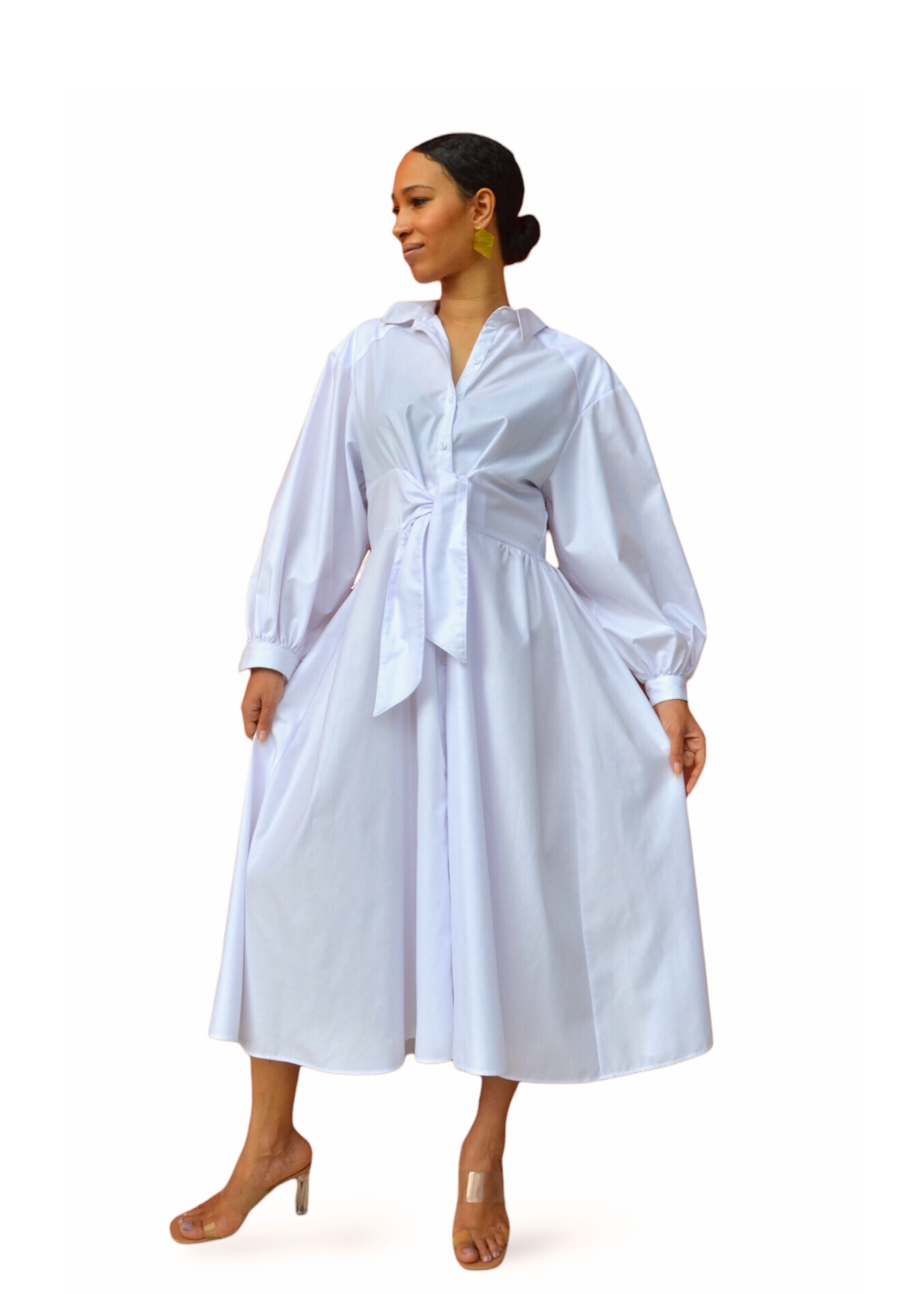 Adèle White Shirt Dress Afrida